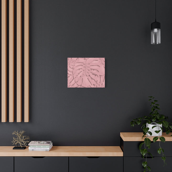 Monstera Canvas Art Soft Pink Botanical Wall Decor Matte Finish Print For Living Room
