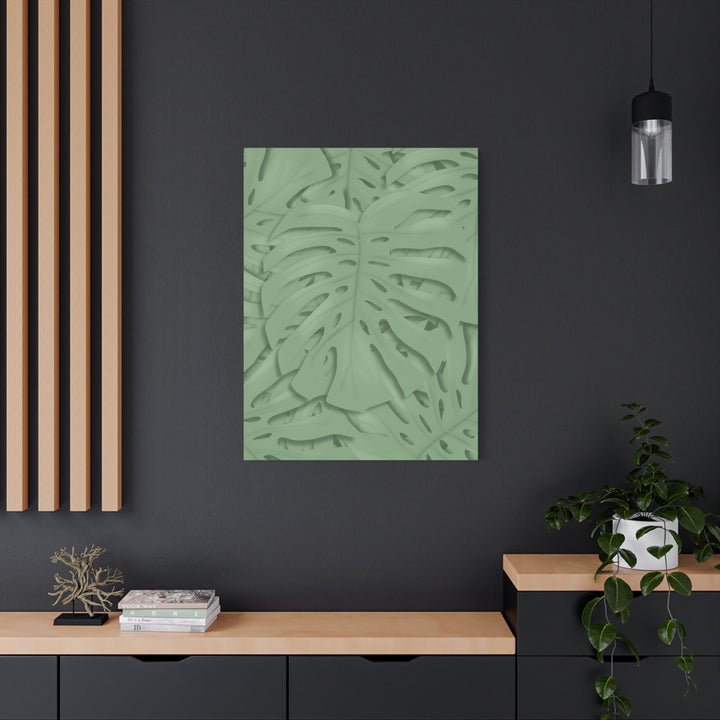 Monstera Canvas Art The Potted Pixel 24x36 Inches Matte Finish Wall Decor Botanical Green Leaf Print