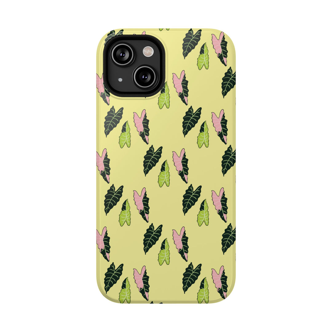 Alocasia Pattern Impact Resistant Phone Case Botanical Cover Full Wrap Print Wireless Charging