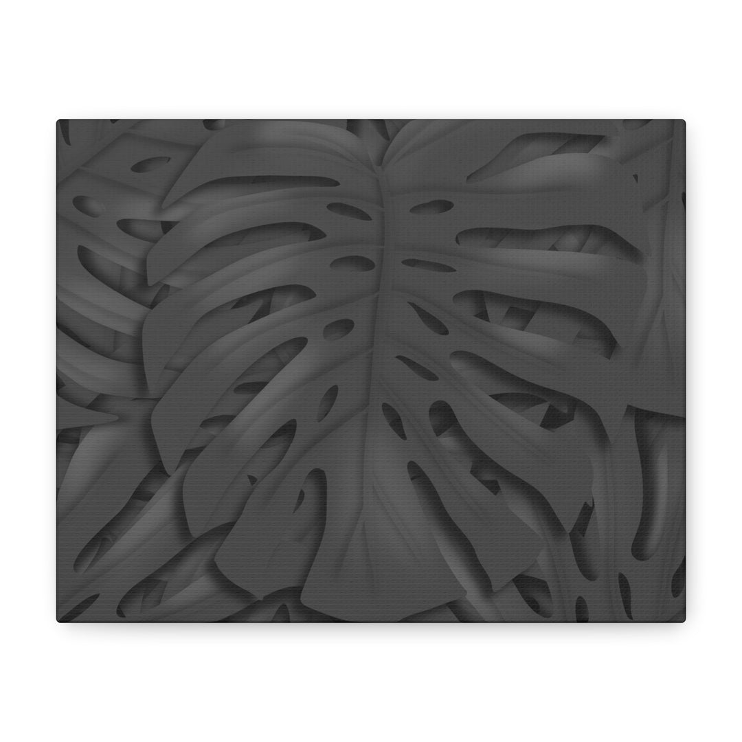 Charcoal Monstera Canvas Wall Art Matte Stretched 1.25 Inch Thick Plant Leaf Decor