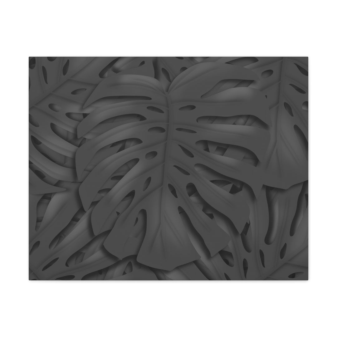 Charcoal Monstera Canvas Wall Art Matte Stretched 1.25 Inch Thick Plant Leaf Decor