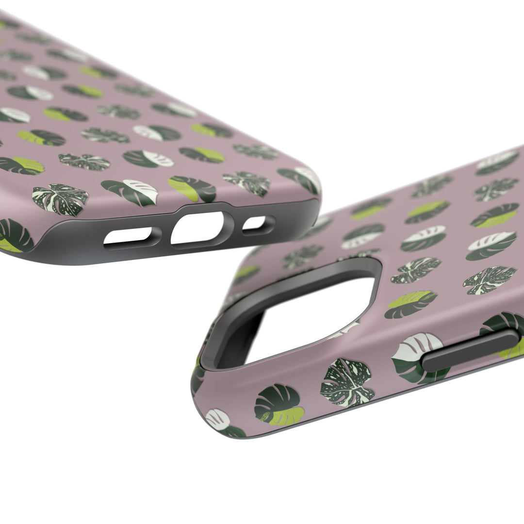 Variegated Monstera Pattern Phone Case – Dual Layer Protective Cover