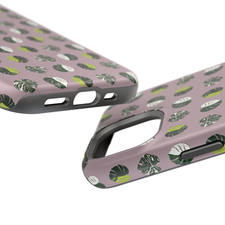 Variegated Monstera Pattern Phone Case – Dual Layer Protective Cover