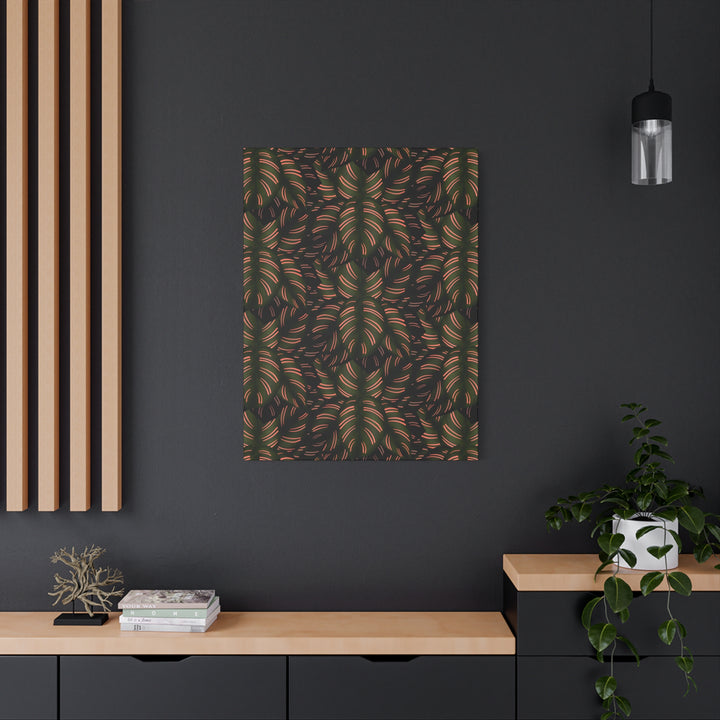 Calathea Pinstripe Canvas Print With Matte Finish Stretched Botanical Wall Art For Living Room Decor