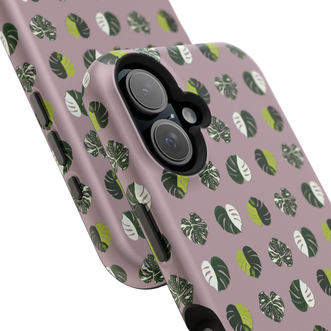 Variegated Monstera Pattern Phone Case – Dual Layer Protective Cover