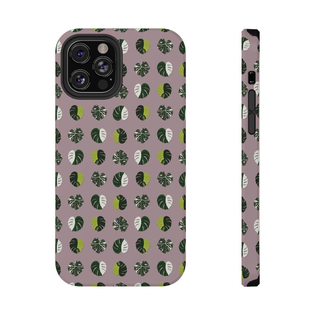 Variegated Monstera Pattern Phone Case – Dual Layer Protective Cover
