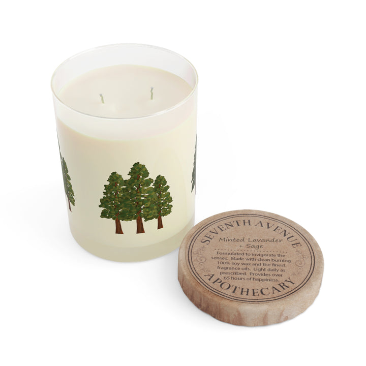 Coastal Redwoods Scented Candle 11 Oz White Tea Fig Minted Lavender Sage Ocean Mist Moss
