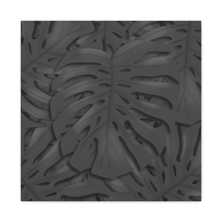 Charcoal Monstera Canvas Wall Art Matte Stretched 1.25 Inch Thick Plant Leaf Decor