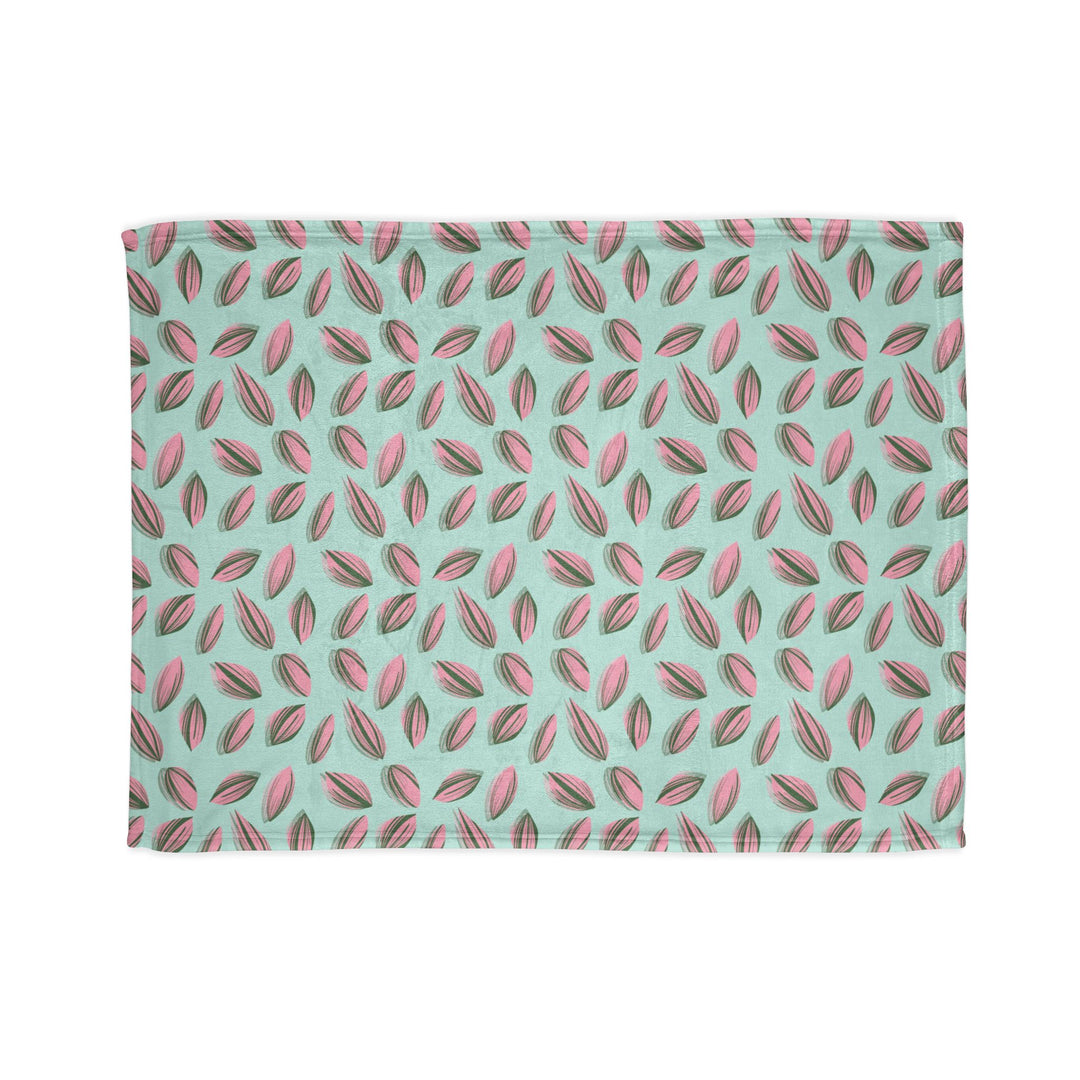 Tradescantia Nanouk Pattern Cozy Fleece Throw Blanket by Printify
