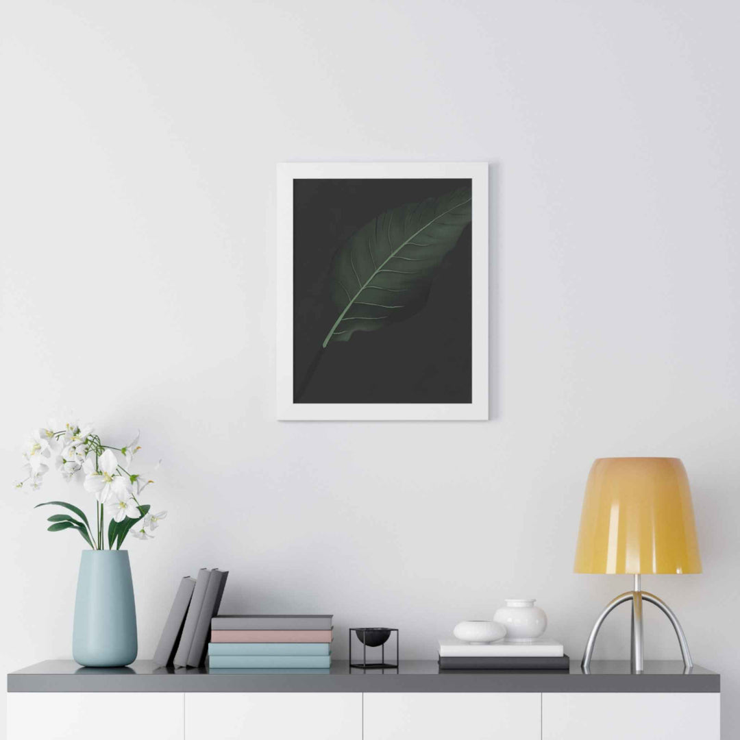 Bird Of Paradise Leaf Framed Poster Vertical Minimal Dark Green Wall Art