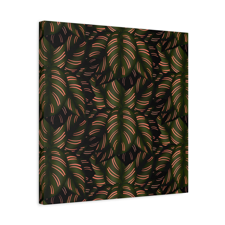 Calathea Pinstripe Canvas Print With Matte Finish Stretched Botanical Wall Art For Living Room Decor