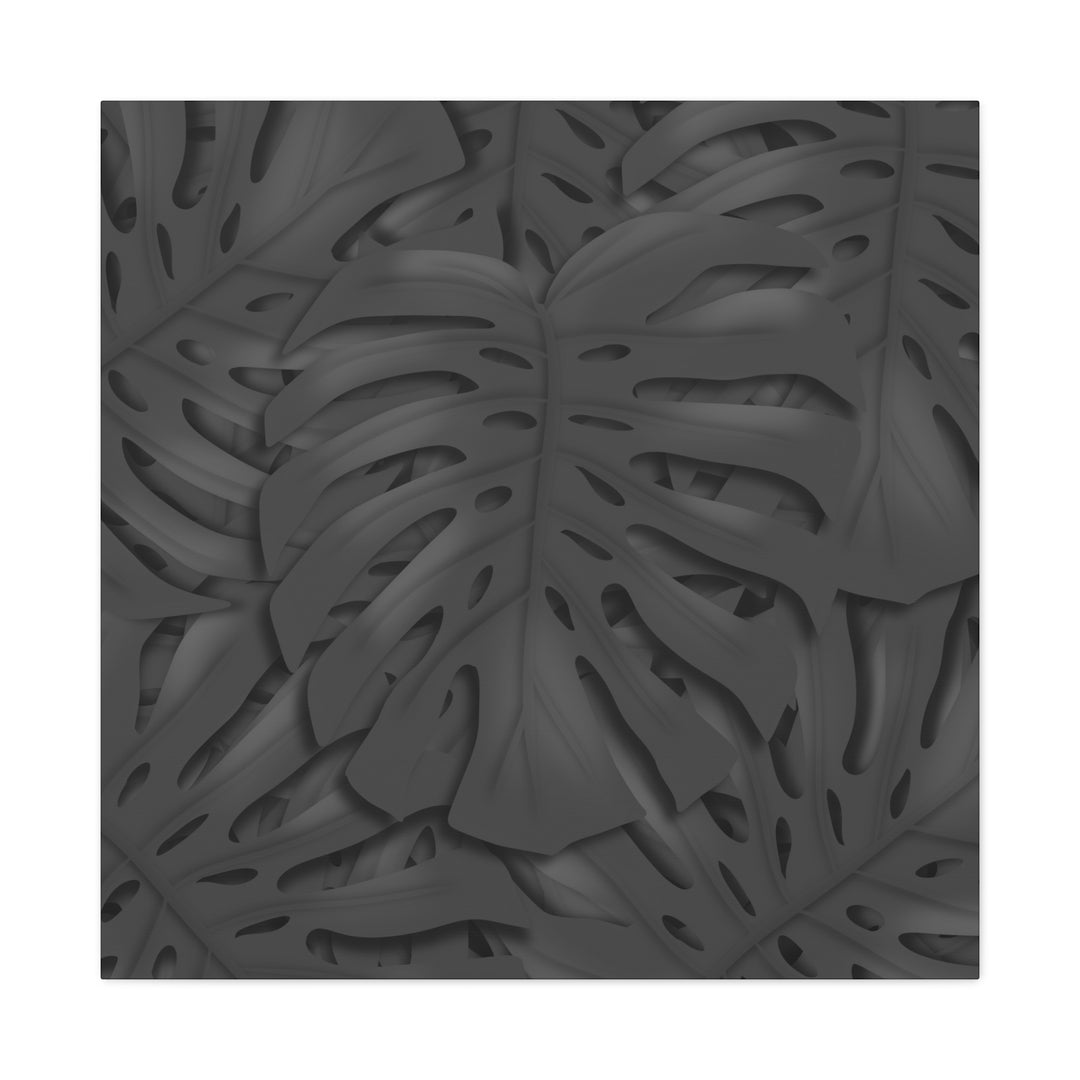 Charcoal Monstera Canvas Wall Art Matte Stretched 1.25 Inch Thick Plant Leaf Decor