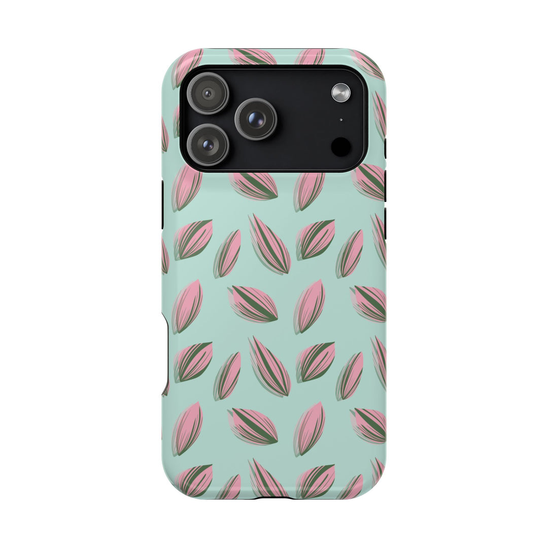 Tradescantia Nanouk Pattern Dual-Layer Impact-Resistant Phone Case Green Botanical Protective Cover