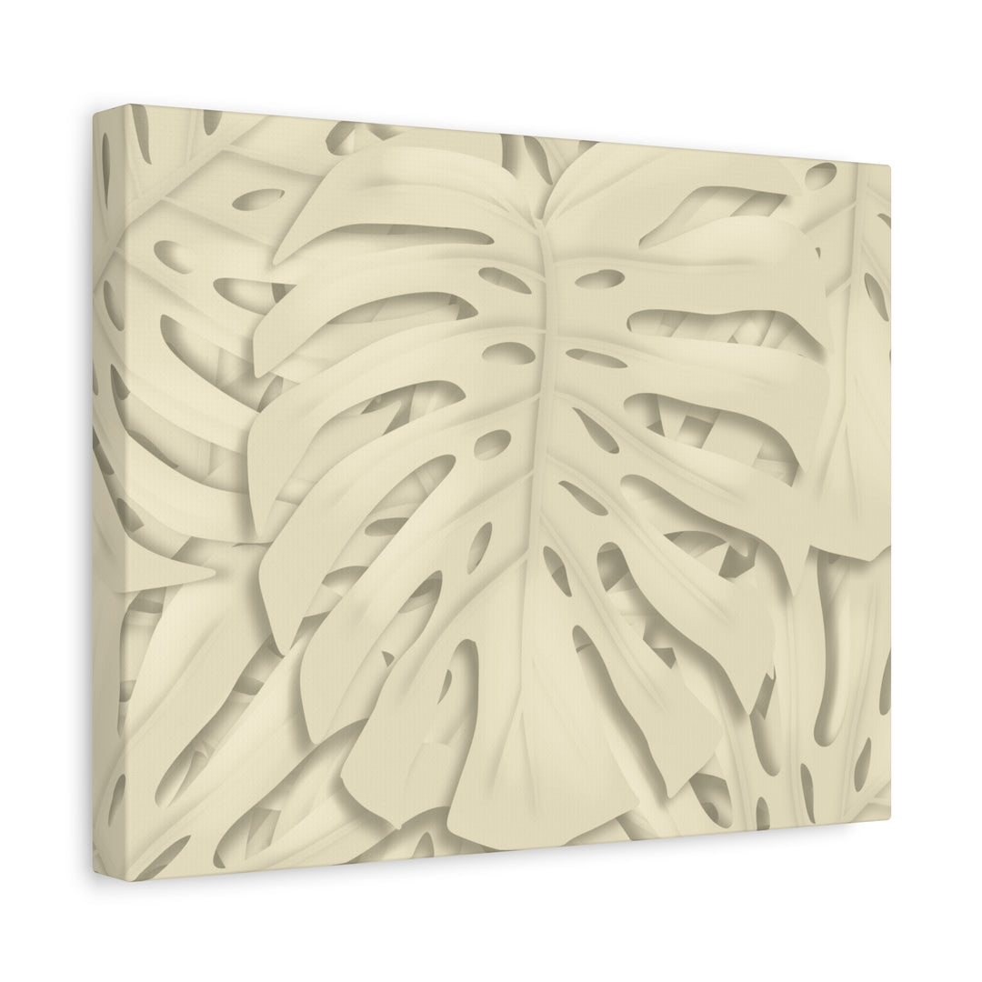 Monstera Canvas Print Durable Cotton Stretched Canvas With Beige Botanical Artwork For Modern Home Decor