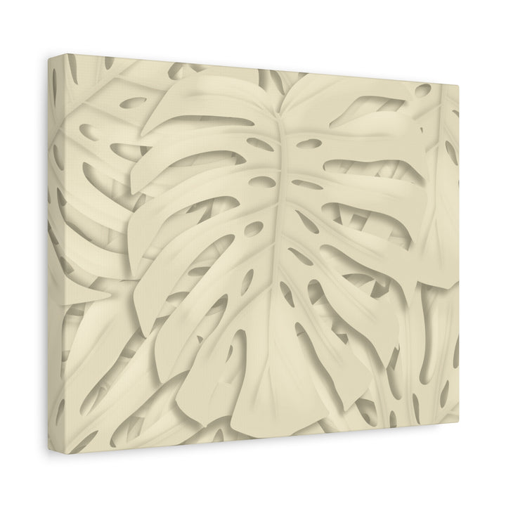 Monstera Canvas Print Durable Cotton Stretched Canvas With Beige Botanical Artwork For Modern Home Decor