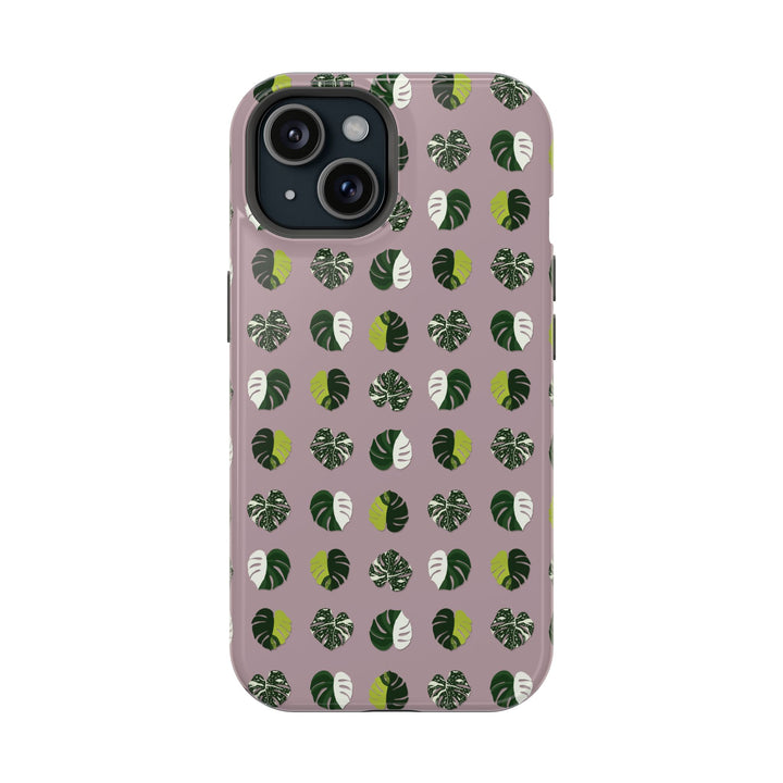 Variegated Monstera Pattern Phone Case – Dual Layer Protective Cover