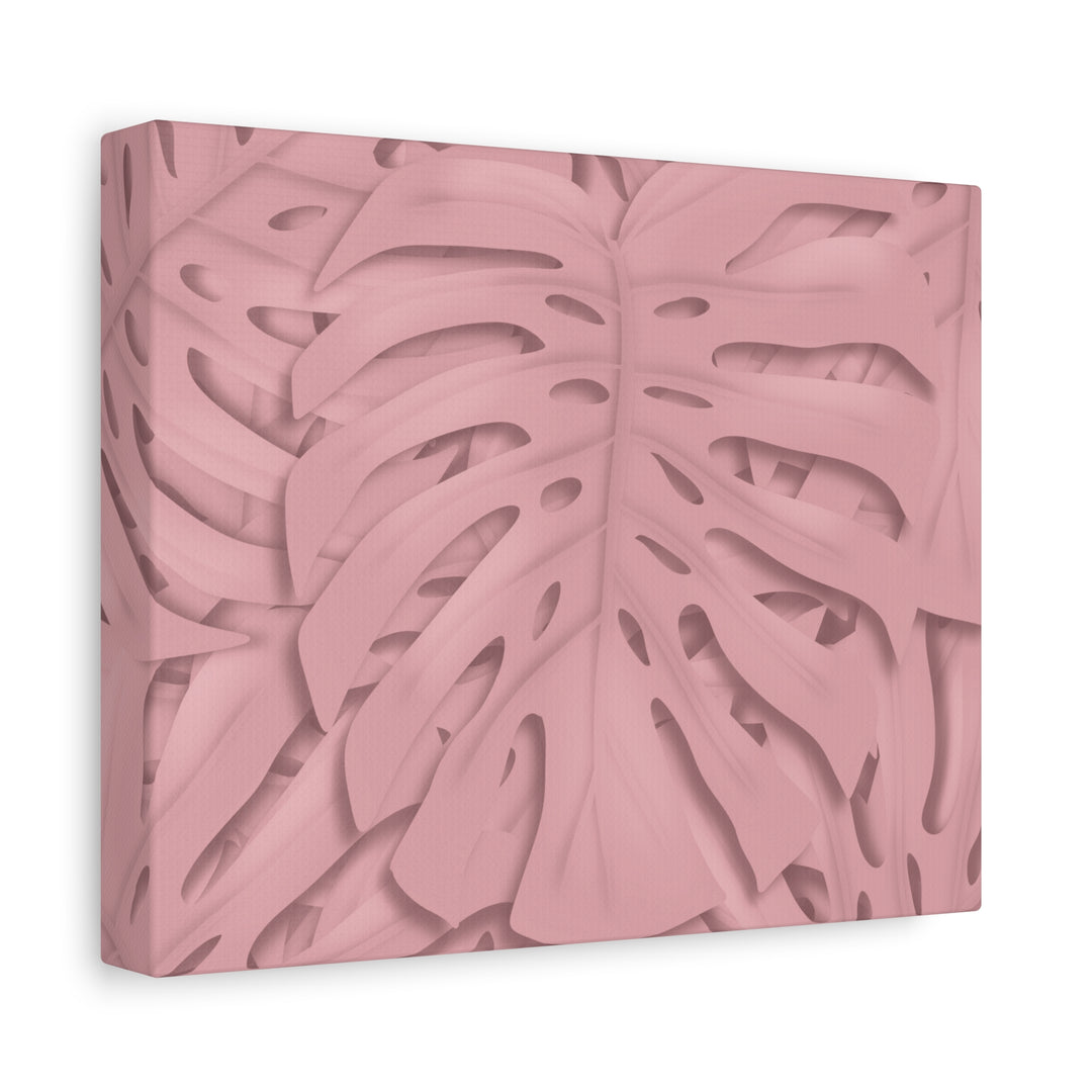 Monstera Canvas Art Soft Pink Botanical Wall Decor Matte Finish Print For Living Room