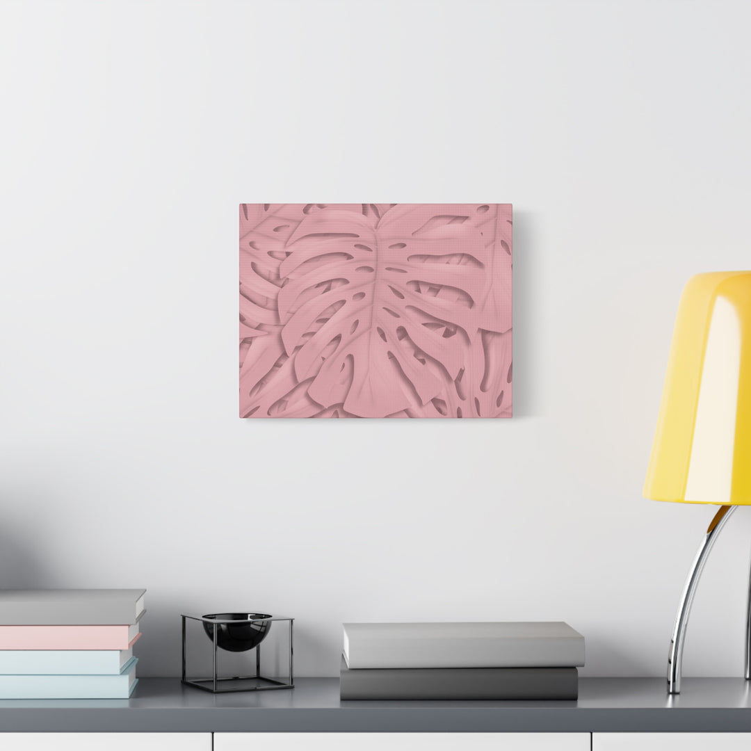 Monstera Canvas Art Soft Pink Botanical Wall Decor Matte Finish Print For Living Room