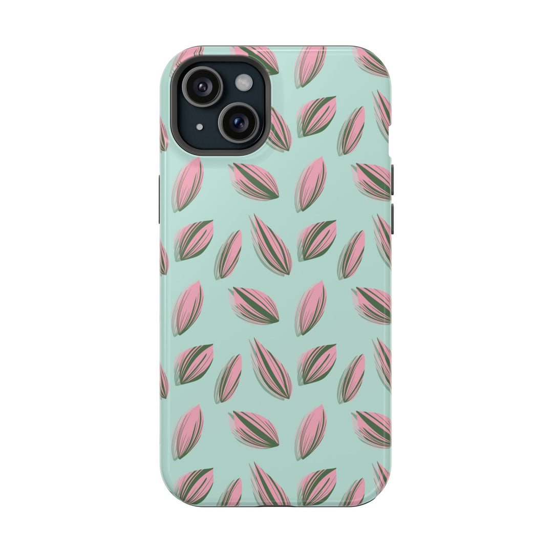 Tradescantia Nanouk Pattern Dual-Layer Impact-Resistant Phone Case Green Botanical Protective Cover
