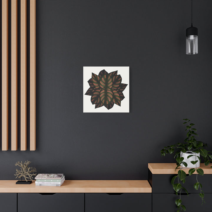 Calathea Pinstripe Canvas Botanical Wall Art Print On Stretched Cotton Canvas For Living Room Decor