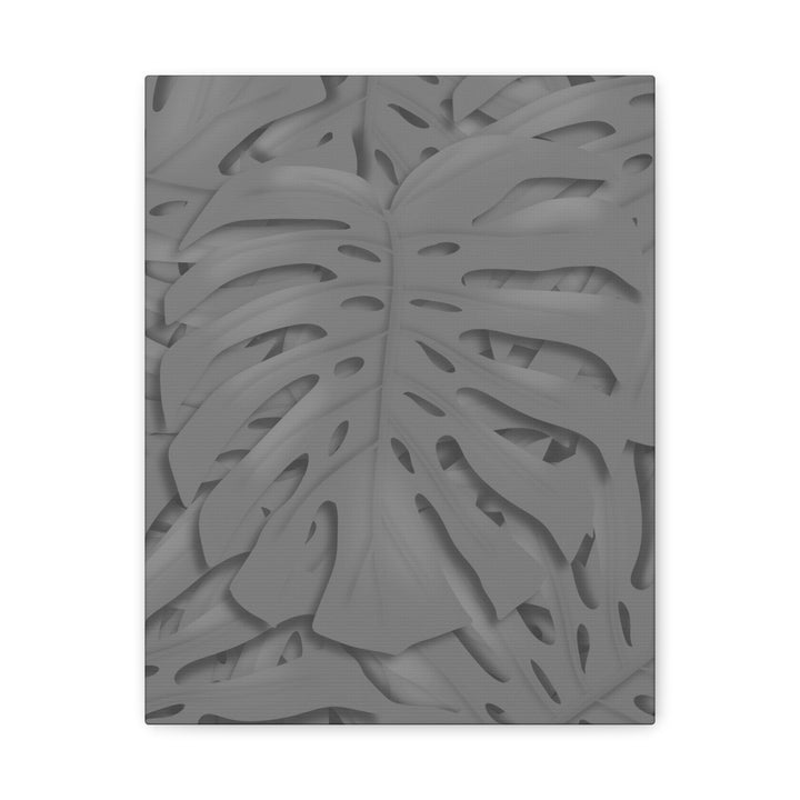 Charcoal Monstera Canvas Wall Art Matte Stretched 1.25 Inch Thick Tropical Leaf Print For Living Room Decor