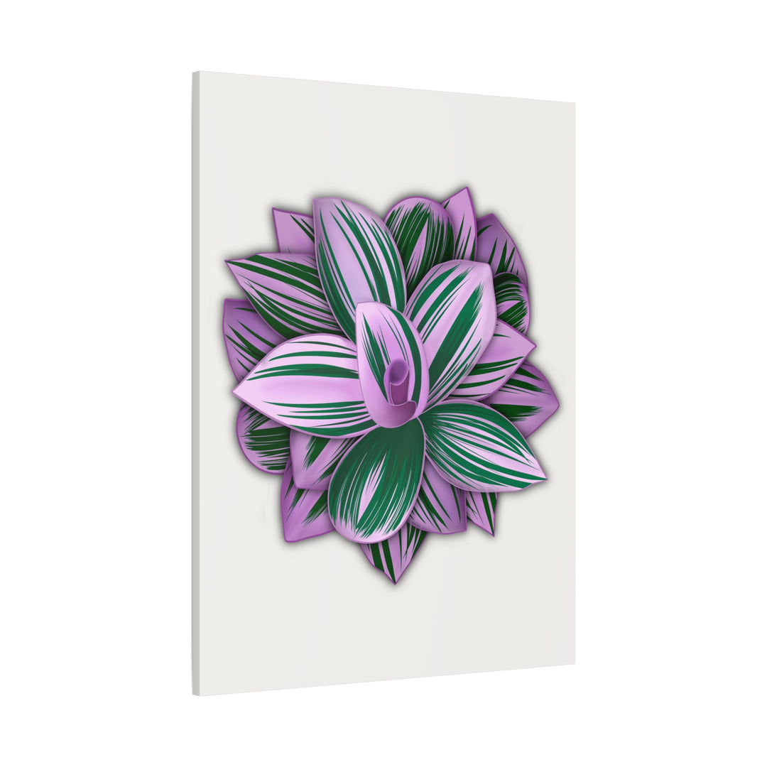 Tradescantia Nanouk Canvas Botanical Wall Art Print Pink Green Foliage On Stretched Cotton Canvas