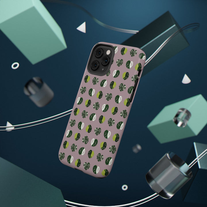 Variegated Monstera Pattern Phone Case – Dual Layer Protective Cover