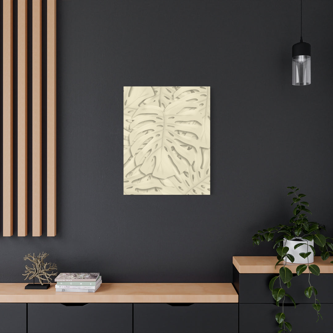 Monstera Canvas Print Durable Cotton Stretched Canvas With Beige Botanical Artwork For Modern Home Decor
