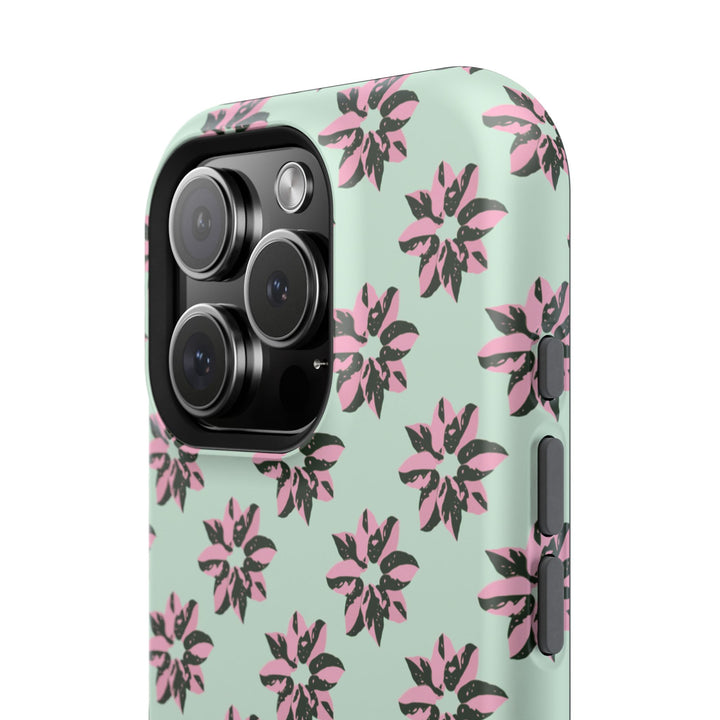 Pink Princess Philodendron Pattern Phone Case – Dual Layer Protective Cover
