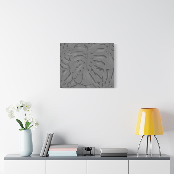 Charcoal Monstera Canvas Wall Art Matte Stretched 1.25 Inch Thick Tropical Leaf Print For Living Room Decor