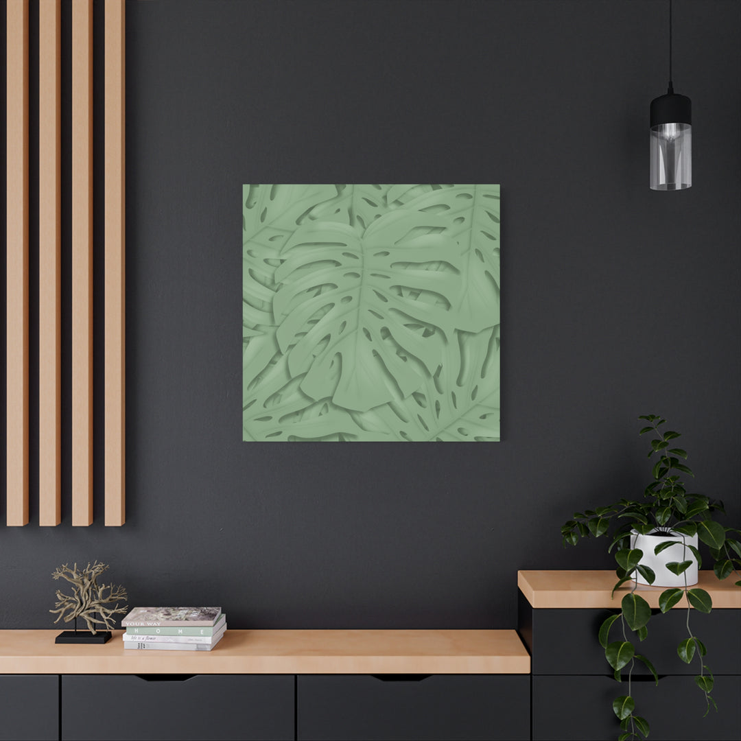 Monstera Canvas Art The Potted Pixel 24x36 Inches Matte Finish Wall Decor Botanical Green Leaf Print