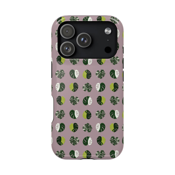 Variegated Monstera Pattern Phone Case – Dual Layer Protective Cover