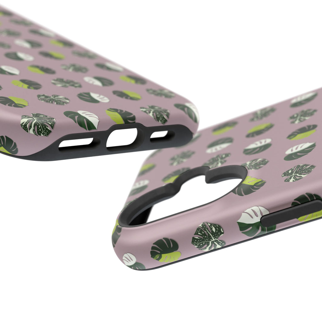 Variegated Monstera Pattern Phone Case – Dual Layer Protective Cover