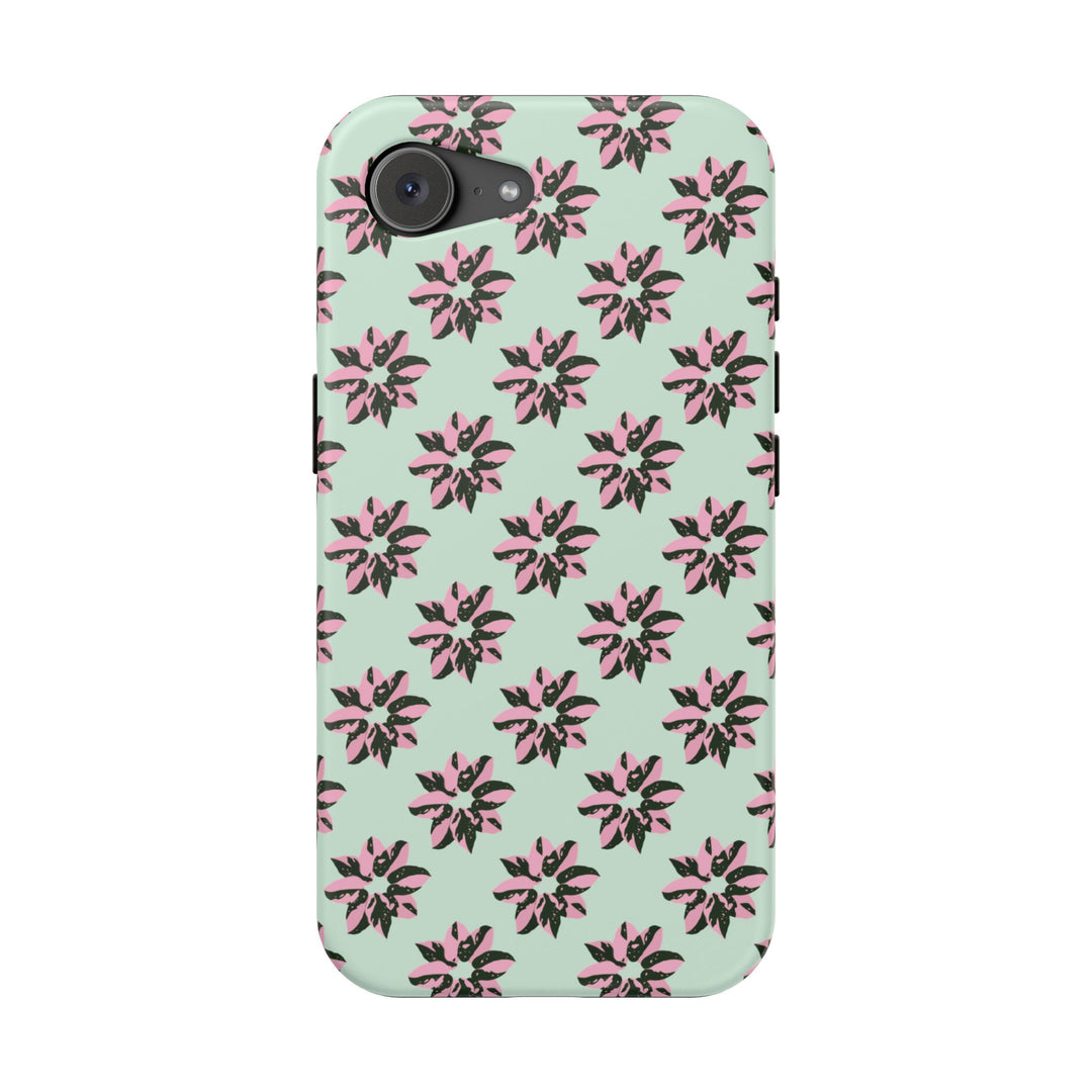 Pink Princess Philodendron Pattern Phone Case – Dual Layer Protective Cover