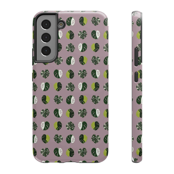 Variegated Monstera Pattern Phone Case – Dual Layer Protective Cover