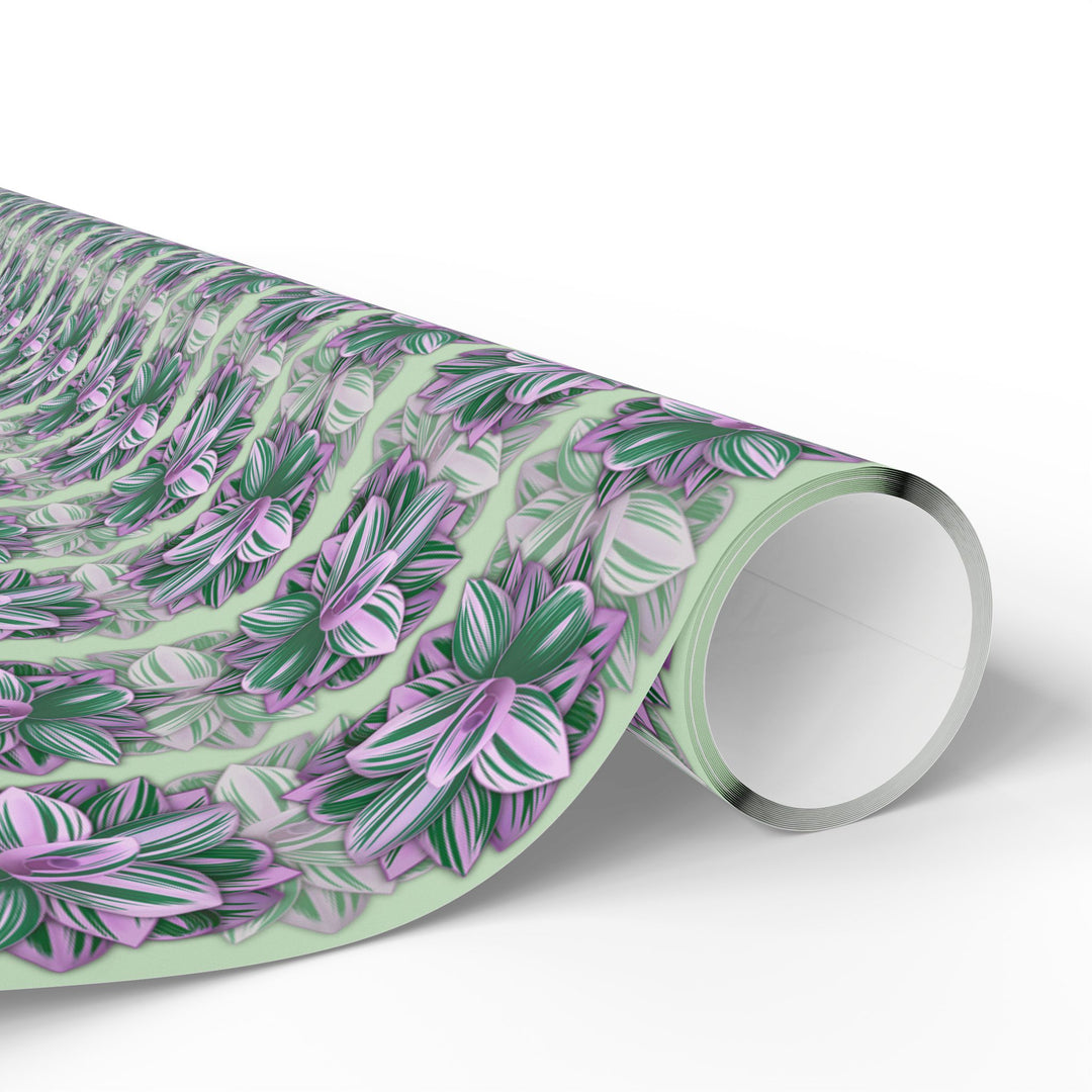 Tradescantia Nanouk Wrapping Paper — Green & Purple Plant Pattern