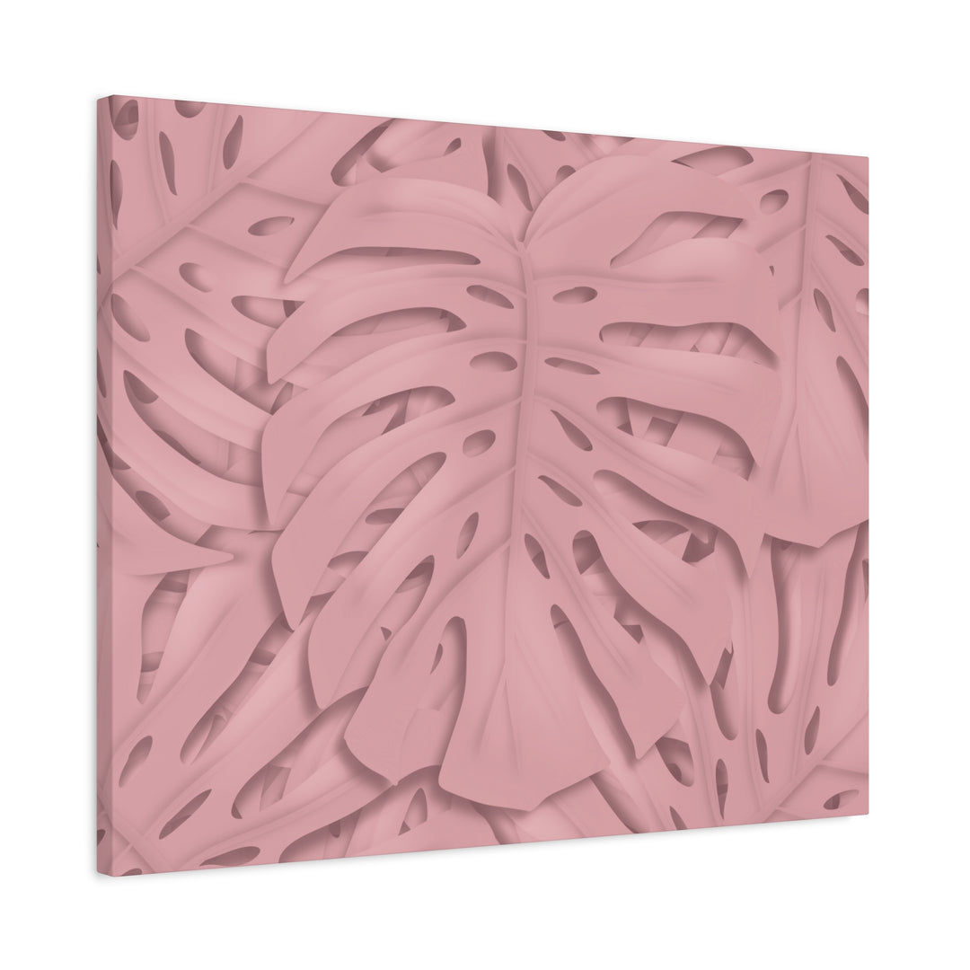 Monstera Canvas Art Soft Pink Botanical Wall Decor Matte Finish Print For Living Room