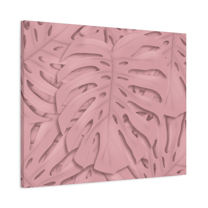 Monstera Canvas Art Soft Pink Botanical Wall Decor Matte Finish Print For Living Room