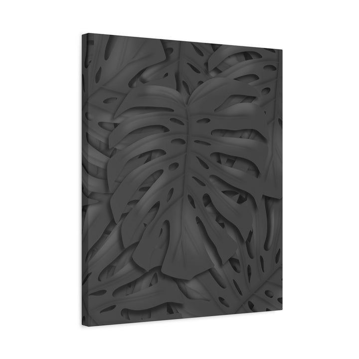 Charcoal Monstera Canvas Wall Art Matte Stretched 1.25 Inch Thick Plant Leaf Decor