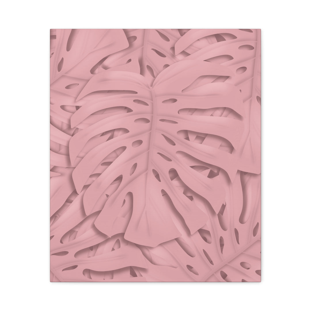 Monstera Canvas Art Soft Pink Botanical Wall Decor Matte Finish Print For Living Room