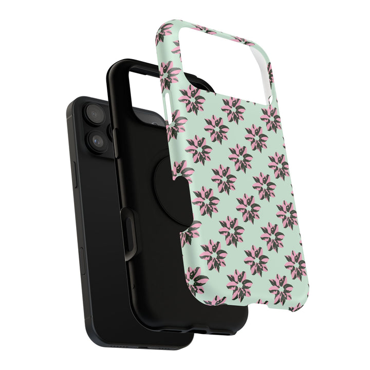 Pink Princess Philodendron Pattern Phone Case – Dual Layer Protective Cover