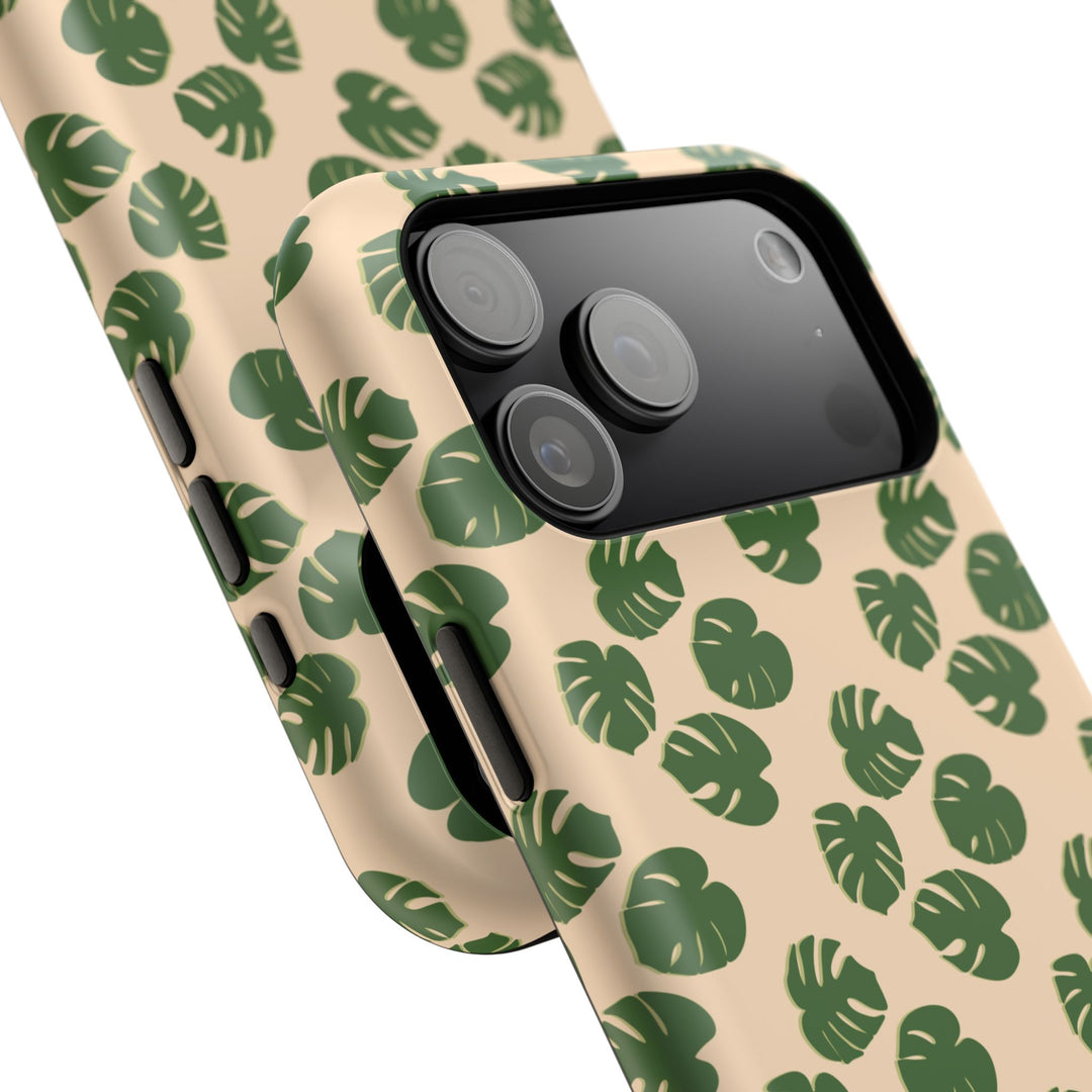Monstera Pattern Phone Case – Dual Layer Protective Cover
