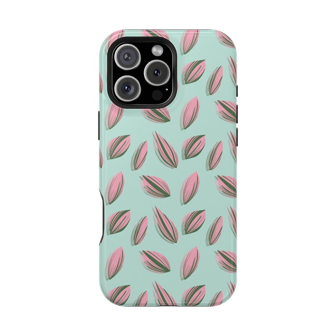 Tradescantia Nanouk Pattern Dual-Layer Impact-Resistant Phone Case Green Botanical Protective Cover
