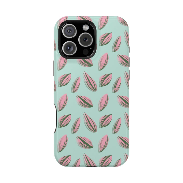 Tradescantia Nanouk Pattern Dual-Layer Impact-Resistant Phone Case Green Botanical Protective Cover