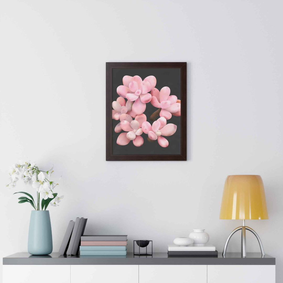 Pink Moonstone Succulent Framed Poster Vertical Botanical Wall Art