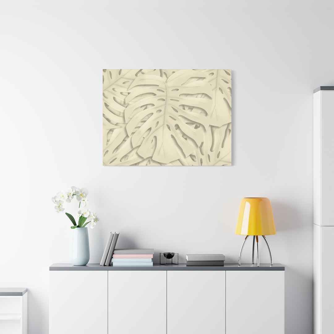 Monstera Canvas Print Durable Cotton Stretched Canvas With Beige Botanical Artwork For Modern Home Decor
