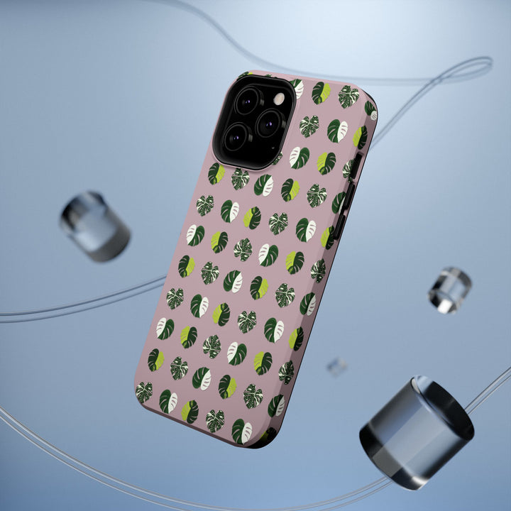 Variegated Monstera Pattern Phone Case – Dual Layer Protective Cover