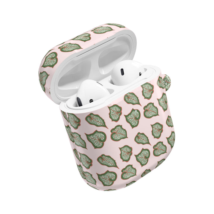 Begonia Pattern AirPod Case With Glossy Plant Design Wireless Charging Compatible Lightweight Polycarbonate Shell