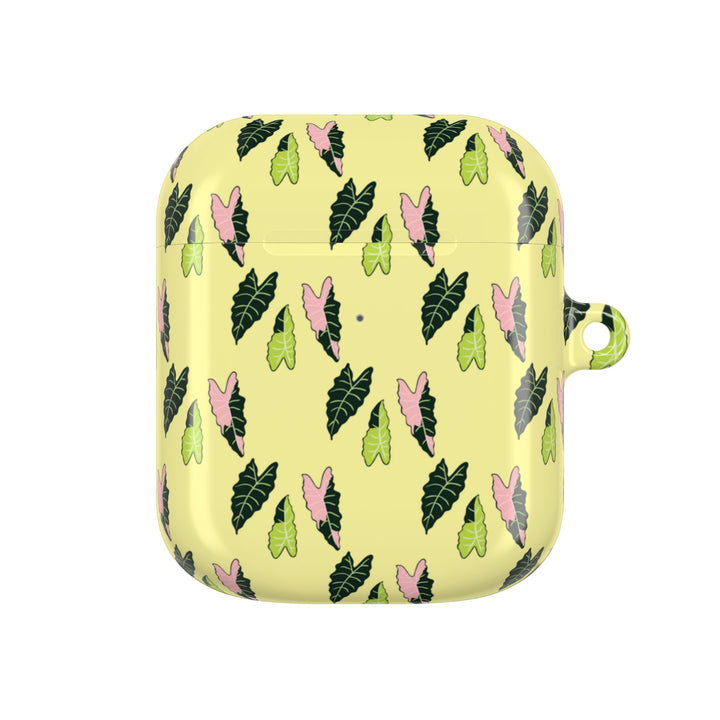 Alocasia Pattern AirPods Case Botanical Plant Themed Protective Case with Carabiner