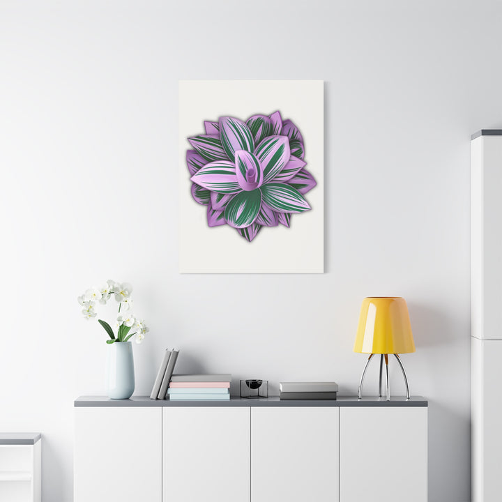 Tradescantia Nanouk Canvas Botanical Wall Art Print Pink Green Foliage On Stretched Cotton Canvas